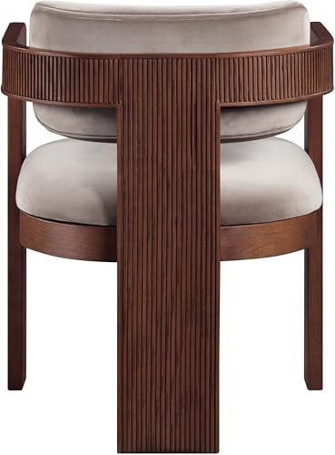 Meridian Furniture Sacha Velvet/Rubberwood Dining Chair, Taupe, Set of 2