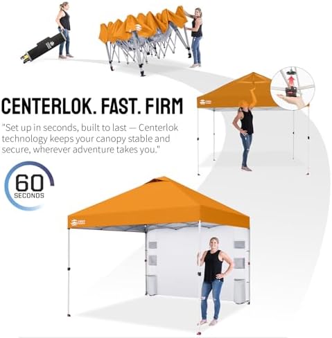 CROWN SHADES Canopy Tent 10x10 Pop Up Canopy with Side Pockets, Orange
