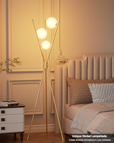 Lightdot Tripod Floor Lamp Stepless Dimmable Globe Modern Floor Lamp Gold Sta...