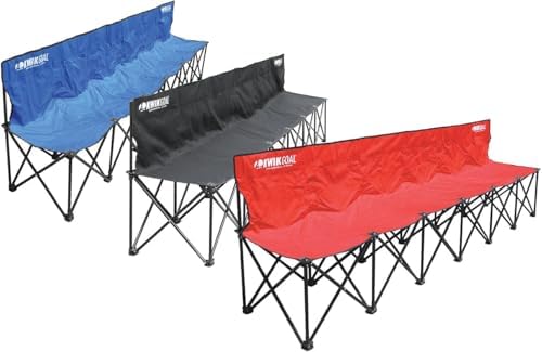 Kwik Goal 6-Seat Kwik Bench, Black, Steel Frame with Woven Fabric Seats, 16&q...