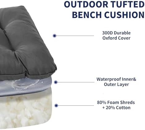 IPYNBAP Outdoor Bench Cushion, 48x18x5 Inch, Dark Grey