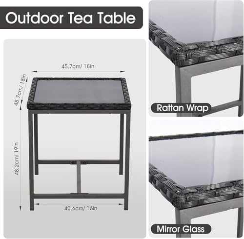 Bistro 3 Piece Patio Furniture Set, Patio Table and Rattan Outdoor Rocking Ch...