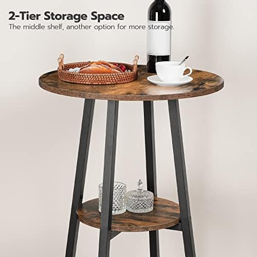 HOOBRO 3 Pieces Round Bar Height Table and Chairs Set, Round Dining Table Set...