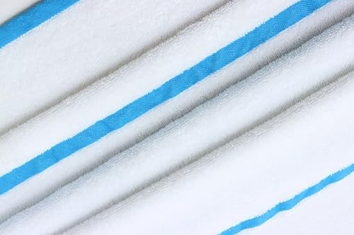 COTTON CRAFT Pool Lounge Chair Cover - 2 Pack Stripe Terry - White Aqua