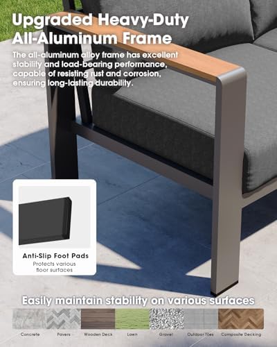 Aluminum Outdoor Patio Furniture Set 8 Seats, Outdoor Sectional Corner Sofa, ...