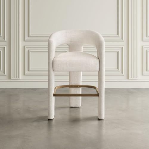 Jofran Gwen Natural Upholstered Counter Stool with Arms – Versatile Barstools...