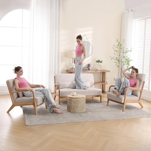 INZOY Mid-Century Modern Accent Chair Set of 2, Upholstered Living Room Chair...