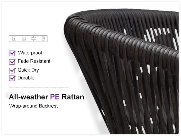 PURPLE LEAF Outdoor Round Dining Set for 2 with Sunbrella Cushion Deep Teak