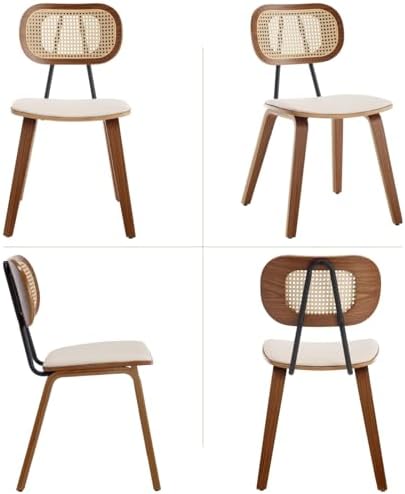 Ya-Home Mid-Century Dining Chairs Set of 2, PU Leather Kitchen Chairs with Ra...