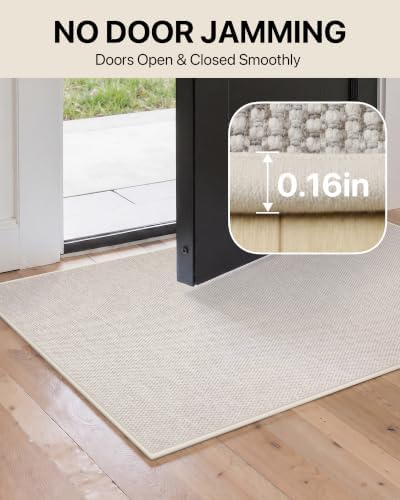 Door Mat Indoor Entrance, 5' x 7' Ultra Thin Non Slip Large Doormat w...