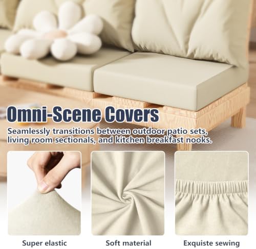 8Pcs Outdoor Cushion Covers, Stretch Patio Furniture Couch Chair Slipcovers