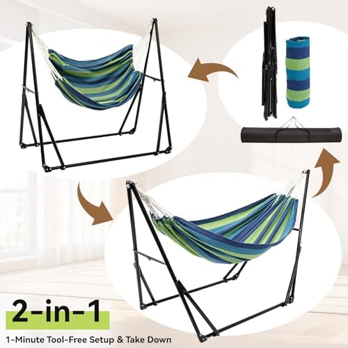 Portable Multifunctional Hammock Chair with Stand for Outside or Inside