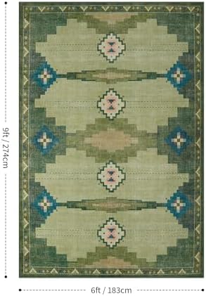 YIHOUSE 6’x9’ Washable Green Mid Century Modern Area Rug for Living Room