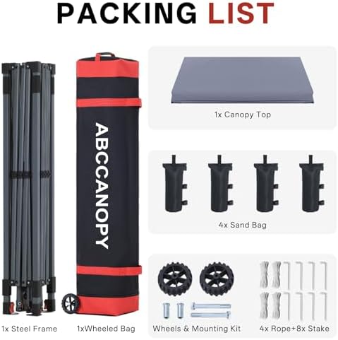 ABCCANOPY 8x8 Pop Up Canopy, Heavy Duty Weather Protection, Light Gray