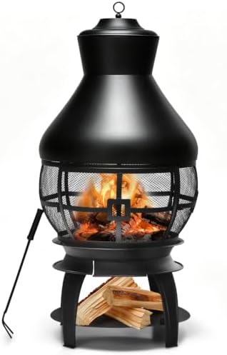 Giantex Wood Burning Chiminea, Heavy Duty Fireplace Chiminea for Patio