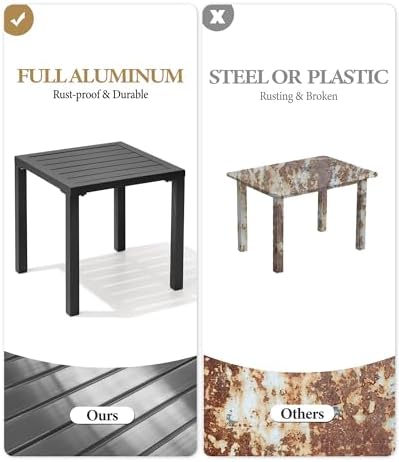 Crestlive Products Aluminum Outdoor Side Table, Pool Lounge Chair Side Table,...