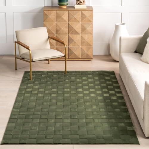 nuLOOM Alaiya Green Checkered Washable Area Rug, 4' x 6'