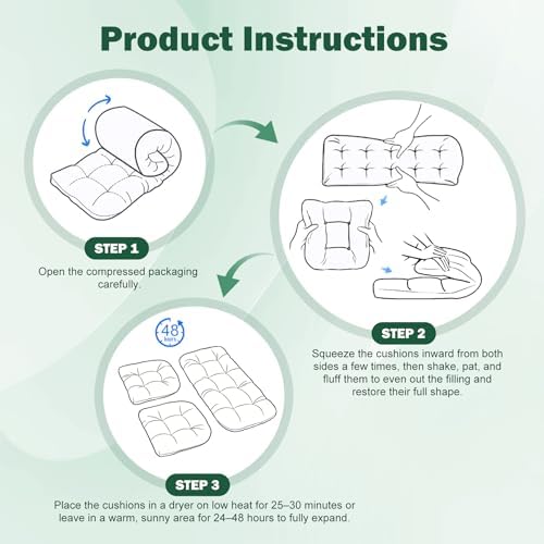 Outdoor Wicker Chair Cushion, 44×19×4 in, Waterproof, Forest Green
