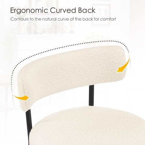 Furniliving 28'' Bar Stools Set of 2, Modern Boucle Counter Height Ba...