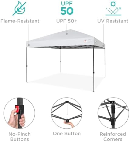 Best Choice Products 10x10ft Pop Up Canopy Tent, Outdoor Shade, 1 Person 1 Mi...
