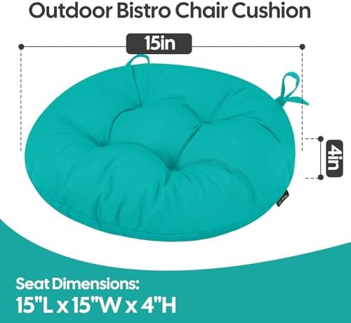 idee-home Outdoor Bistro Chair Cushions Set of 4, Round Seat Cushions