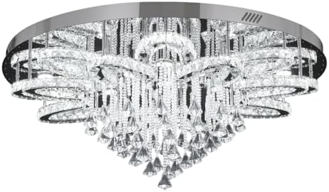 Flashing God 48in Large Crystal Chandelier for Living Room Modern Crystal Rai...
