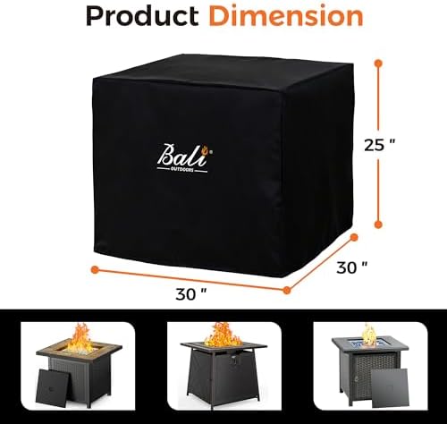 BALI OUTDOORS 30 Inch Square Patio Fire Pit Table Cover