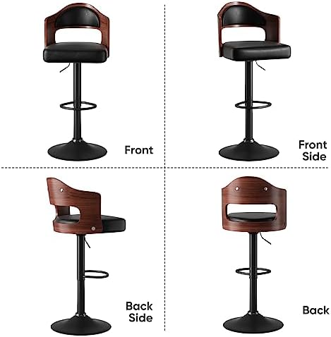 Nalupatio Modern Bar Stools Set of 3, Faux Leather Upholstered Swivel Bar Sto...