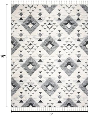 SAFAVIEH Area Rug 8x10 - Moroccan Tassel Shag Collection - Large - Ivory &...
