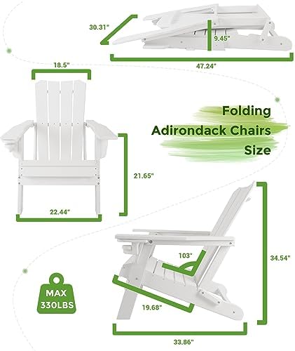 GARDENSTAR Adirondack Chair Oversized Folding Adirondack Chairs Recyclable HD...