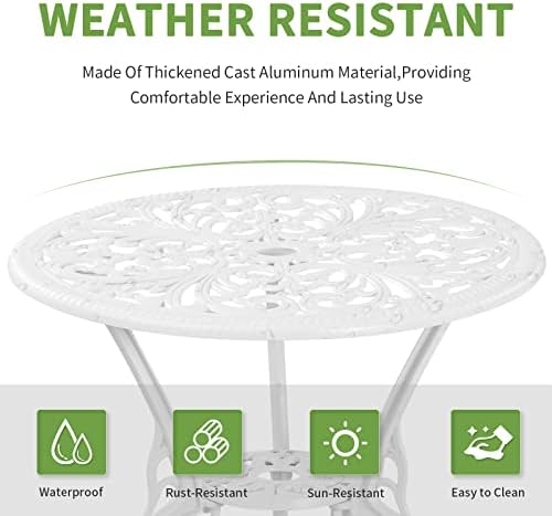 Patio Bistro Sets, Cast Aluminum Bistro Table and Chairs Set of 2 with Umbrel...
