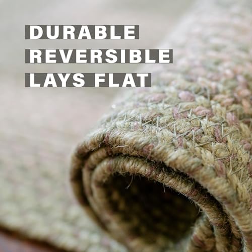 Homespice Grassland Braided Green Area Rug Ideal as Jute Country Rugs 4x6'
