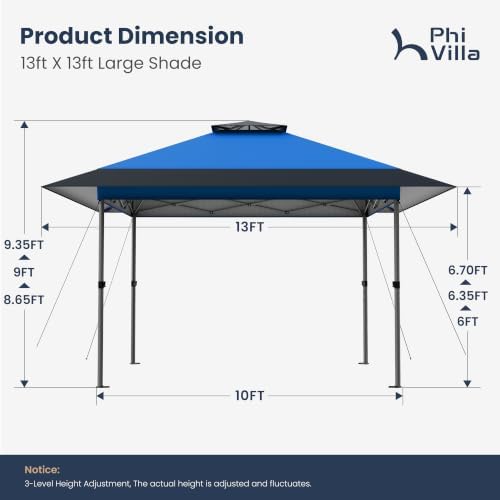 PHI VILLA 13x13 Pop Up Canopy Tent, Instant Outdoor Easy One Push Tents