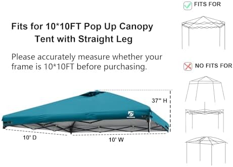 10x10 Pop Up Canopy Replacement Top Cover with Air Vent(Frame NOT INCUDE)