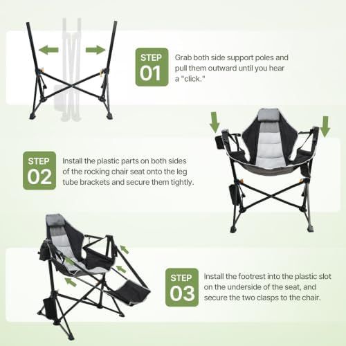 Suteck Hammock Camping Chair with Footrest,500LBS Rocking Chairs, 2Pack
