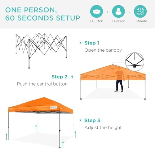 Best Choice Products 10x10 Pop Up Canopy Tent, EZ Setup, Orange