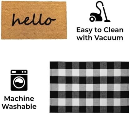 2-Piece Layered Front Doormat Set, Fall Decor Hello Natural Coco Coir Door Ma...