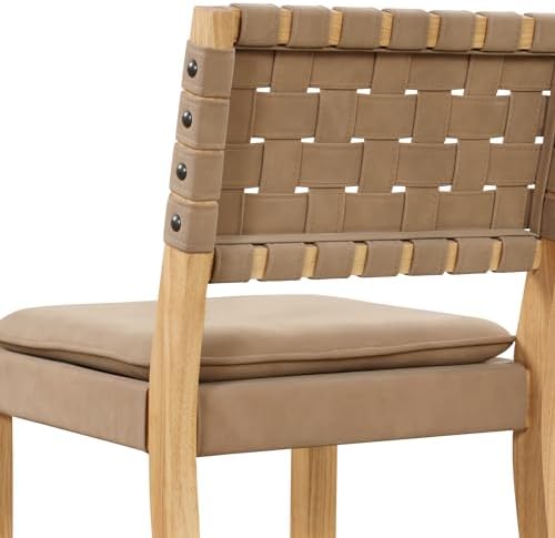 Nathan James Cohen Mid-Century Modern 29 in. Wood Bar Stool, Upholstered Faux...