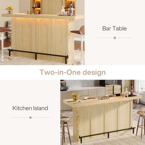 Tribesigns 4-Tier Bar Table, 70.9-Inch Large Home Bar Unit, Oak