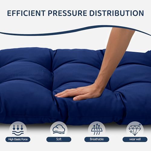 Yddsky 3Pcs Wicker Chair Cushion Sets for Patio Furniture,Navy,47*19*4''