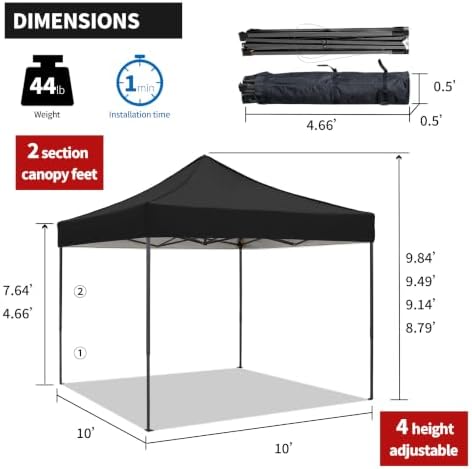 10x10 Pop up Canopy Tent with Sidewalls,Heavy Duty Waterproof Sun Shade Canop...