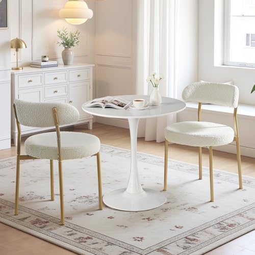 24" Small Round Kitchen Table Set for 2 with Velvet Upholstered Chairs