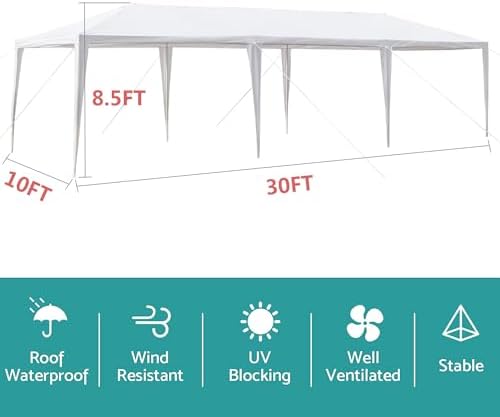 10x30 FT Party Tent, Outdoor Wedding Tents for Parties, Canopy Event Tent Wit...
