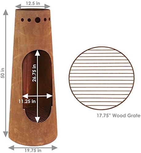 Sunnydaze Santa Fe Large Wood Burning Chiminea Outdoor Fireplace, 50"