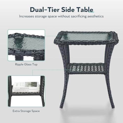 Outdoor Swivel Glider Rocker Chairs - 3 Piece Patio Furniture Set, Patio Bist...
