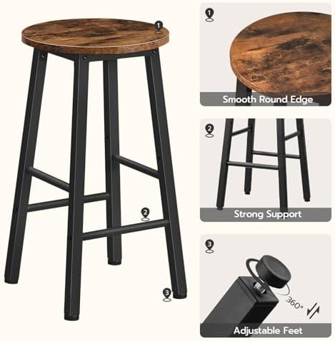 HOOBRO Bar Stools, Barstools Set of 2,Counter Height Barstools, 24.8" Ba...