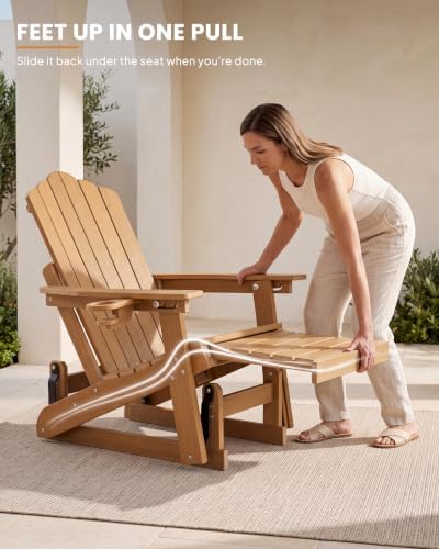 Adirondack Glider Chair Set of 2, Retractable Ottoman & Adjustable Backrest