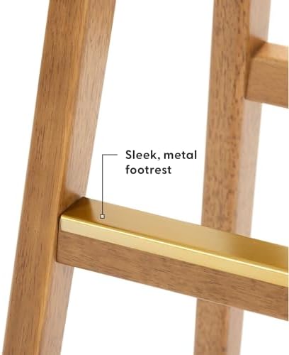Plank+Beam Beryl Bar Stool, Upholstered, Set of 2, Pecan/Toffee