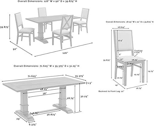 Crosley Furniture Joanna 5-Piece Dining Set, Upholstered Chairs