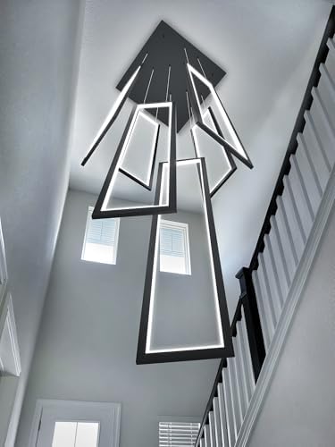 Flashing God Modern Led Chandelier,Black Chandeliers with 6 Ring for Foyer,La...